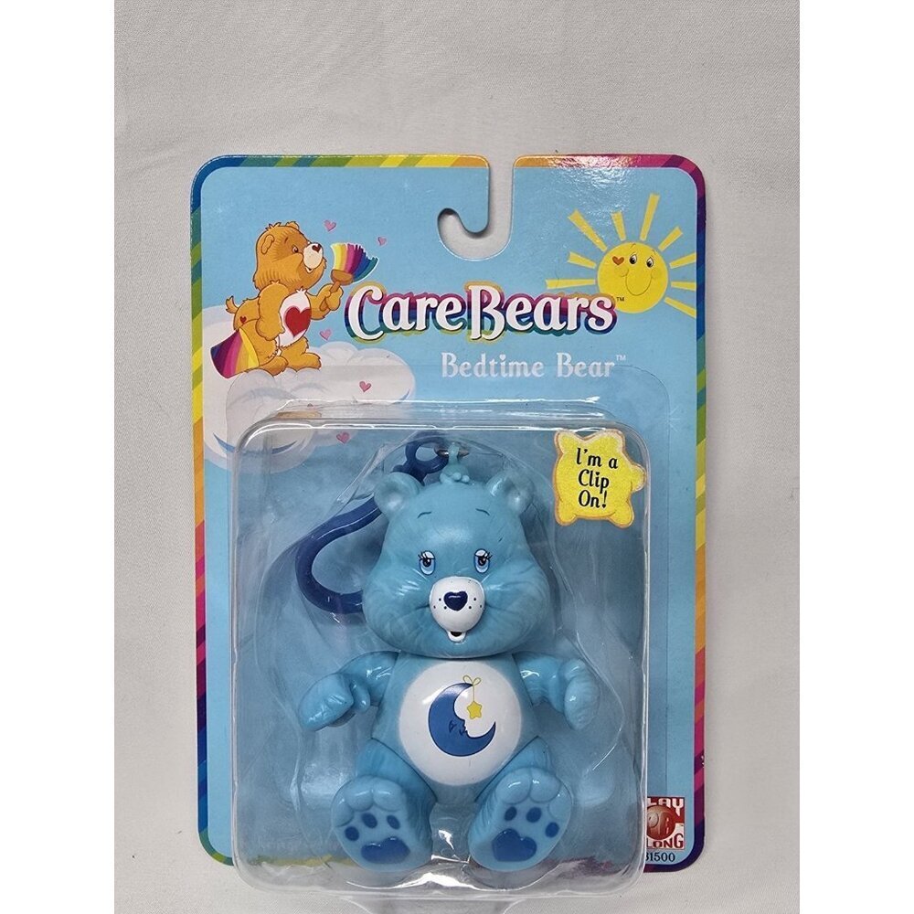 Care Bears- 2003 Clip On Poseable Keychain Figure- Bedtime Bear - NEW